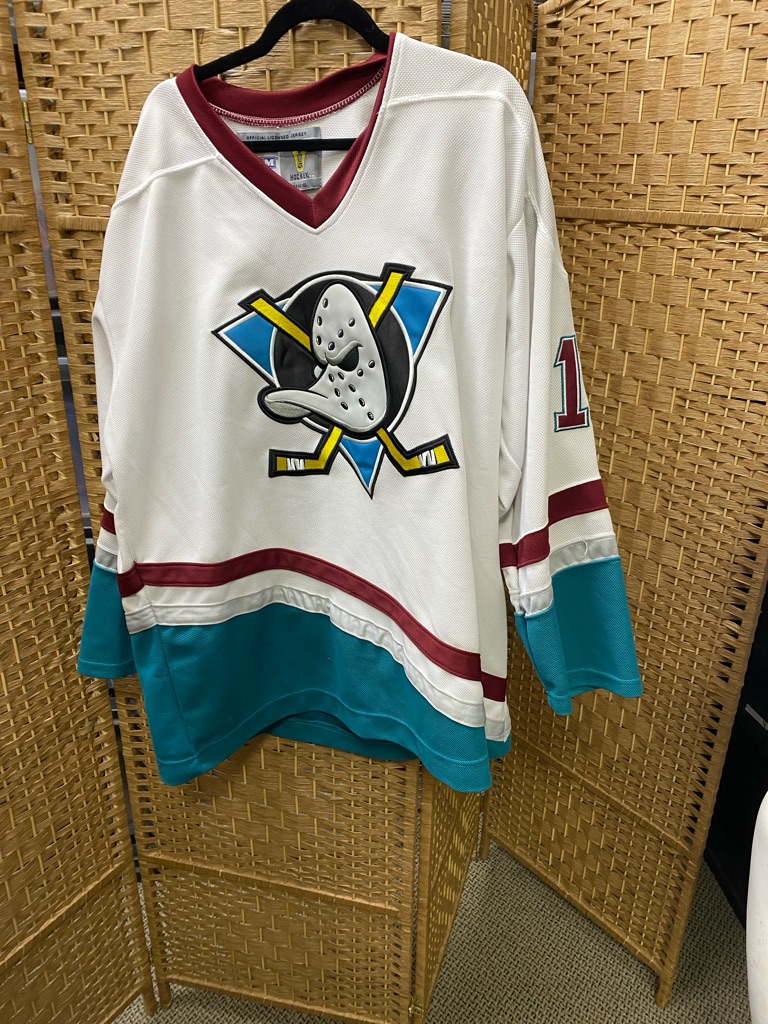 Ccm White Teal Maroon Vintage Anaheim Mighty Ducks Hockey Jersey